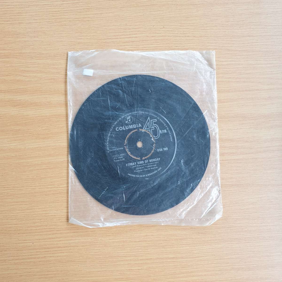 Johnny Farnham  Sadie (The Cleaning Lady) | Vinyl 7" Single | (VG+)