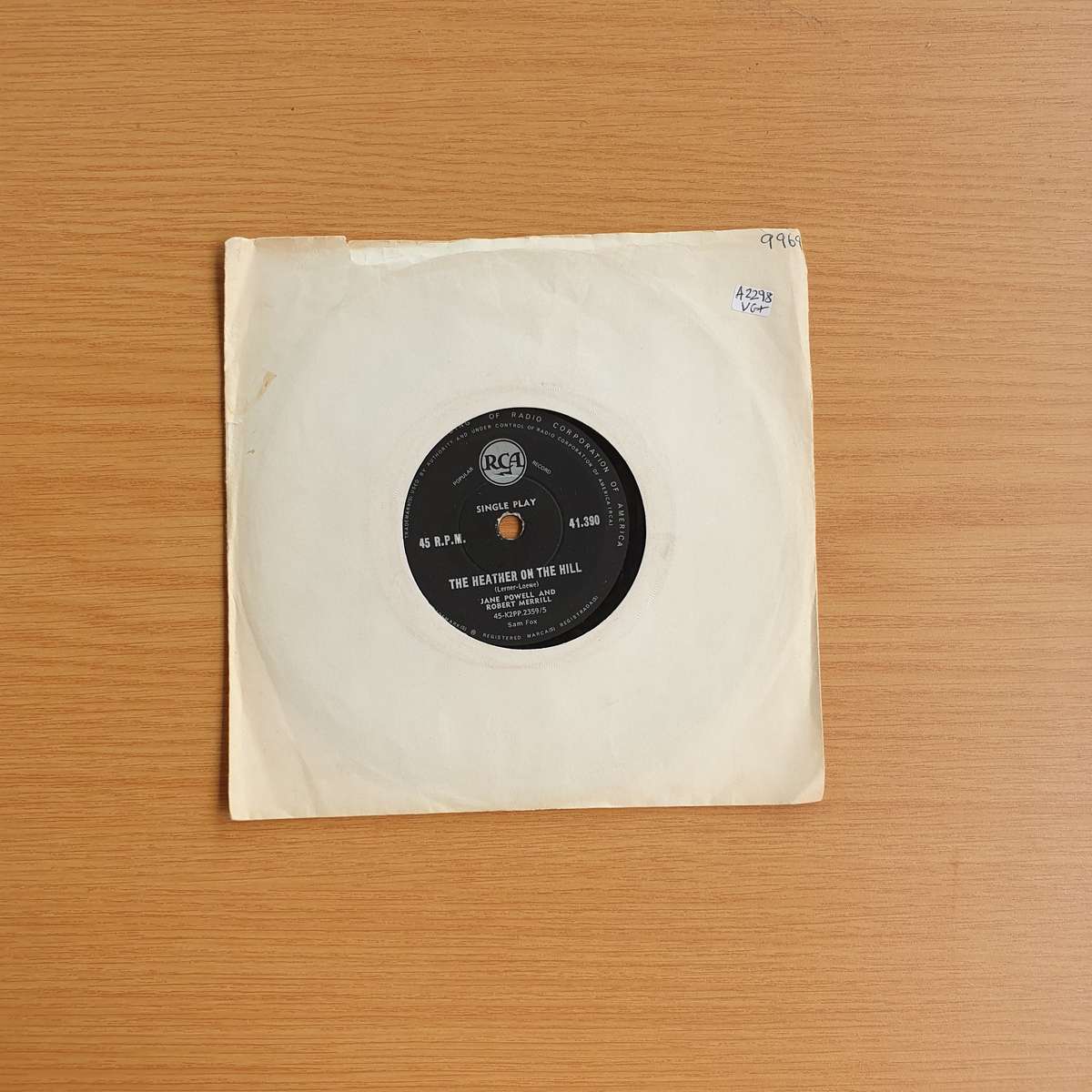 Jane Powell And Robert Merrill, Jan Peerce  The Heather On The Hill | Vinyl 7" Single | (VG+)