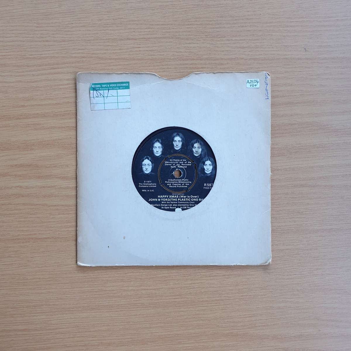 John & Yoko & The Plastic Ono Band  Happy Xmas (War Is Over) | Vinyl 7" Single | (VG+)