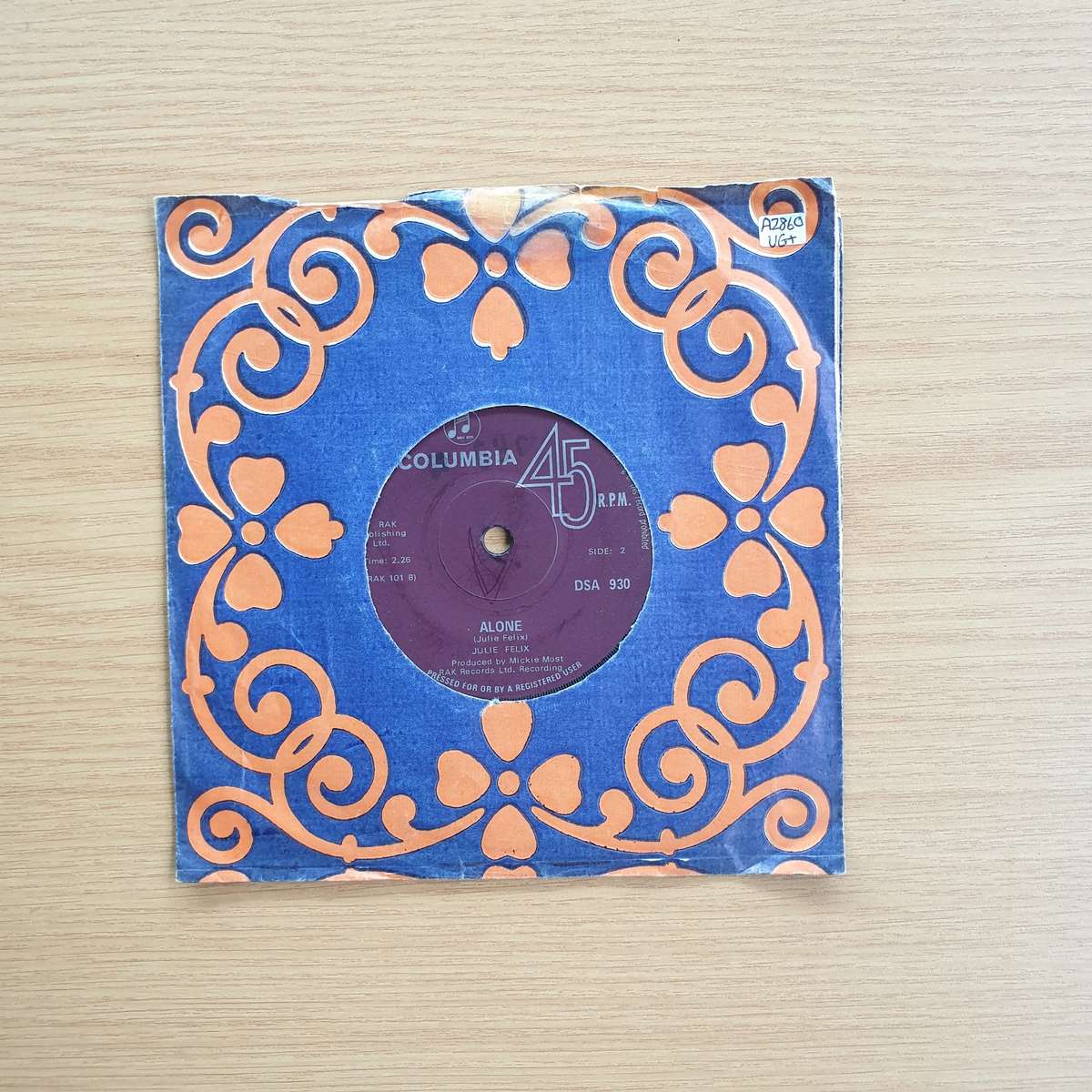 Julie Felix  (El Condor Pasa) If I Could / Alone | Vinyl 7" Single | (VG+)