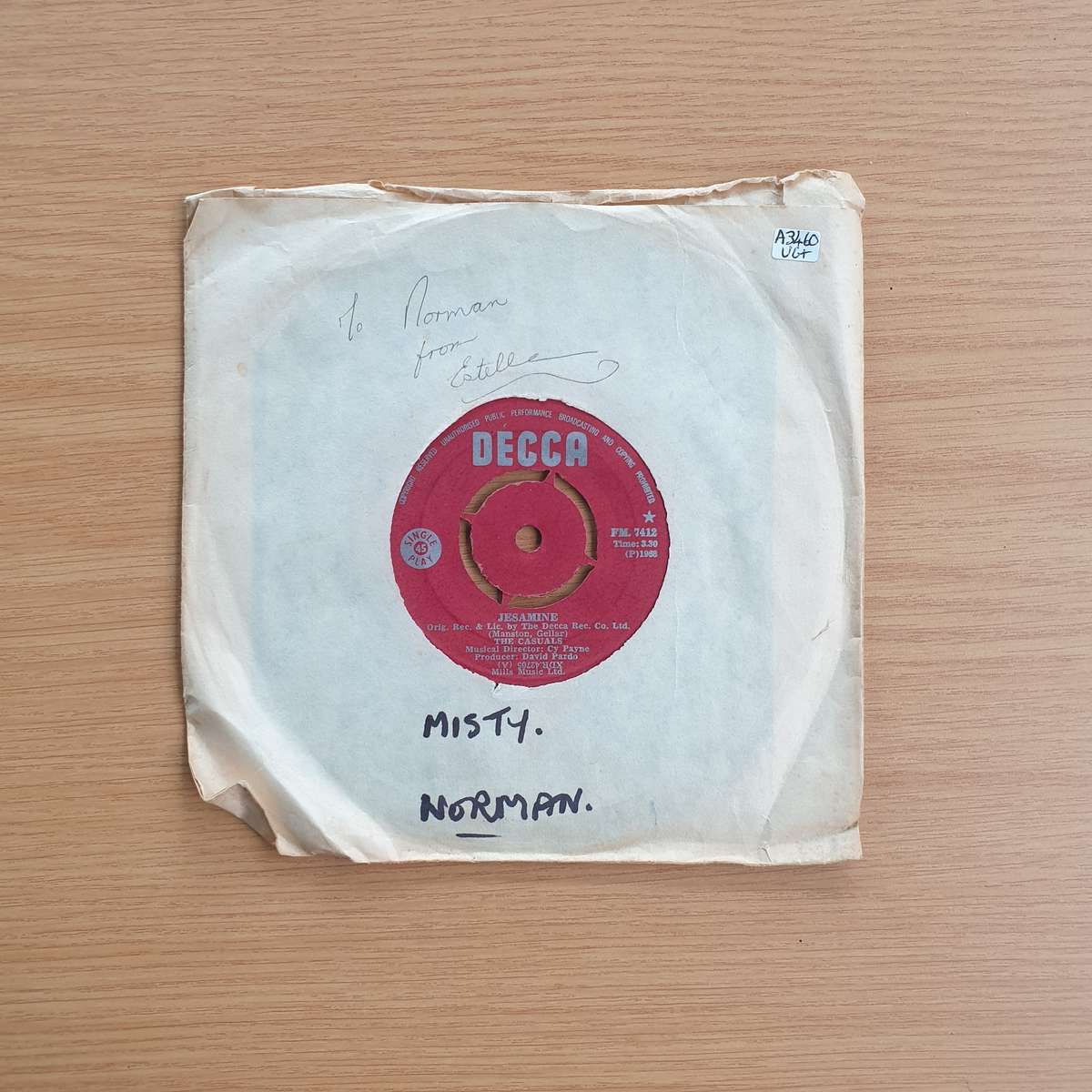 The Casuals  Jesamine | Vinyl 7" Single | (VG+)