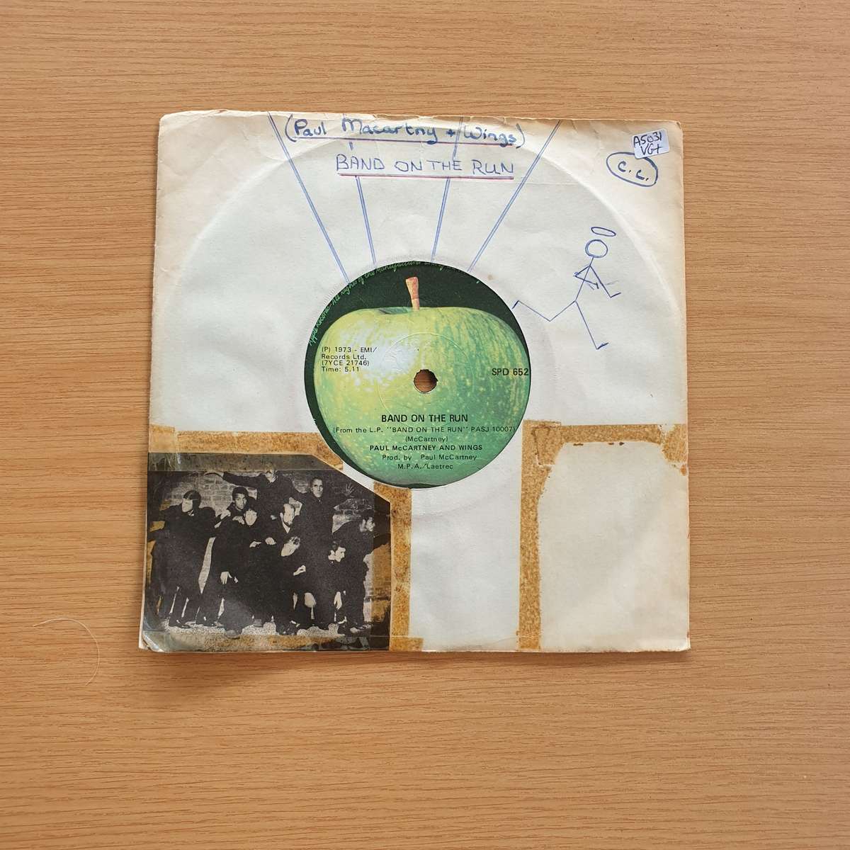 Paul McCartney And Wings   Band On The Run  | Vinyl 7" Single | (VG+)