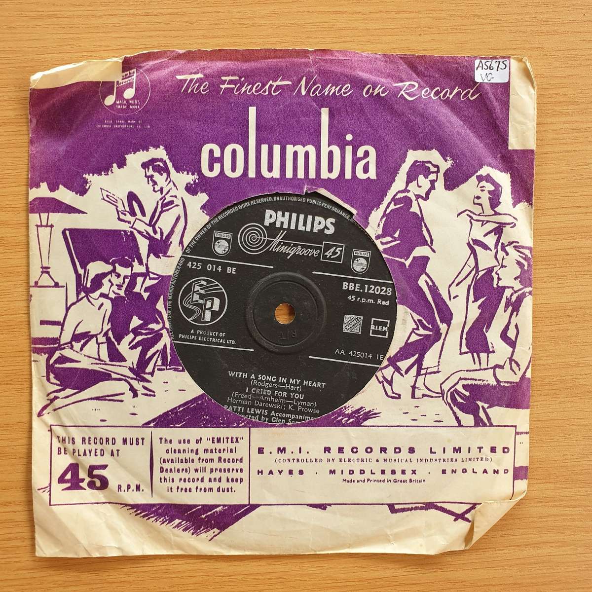 Patti Lewis   With A Song In My Heart   | Vinyl 7" Single | (VG)