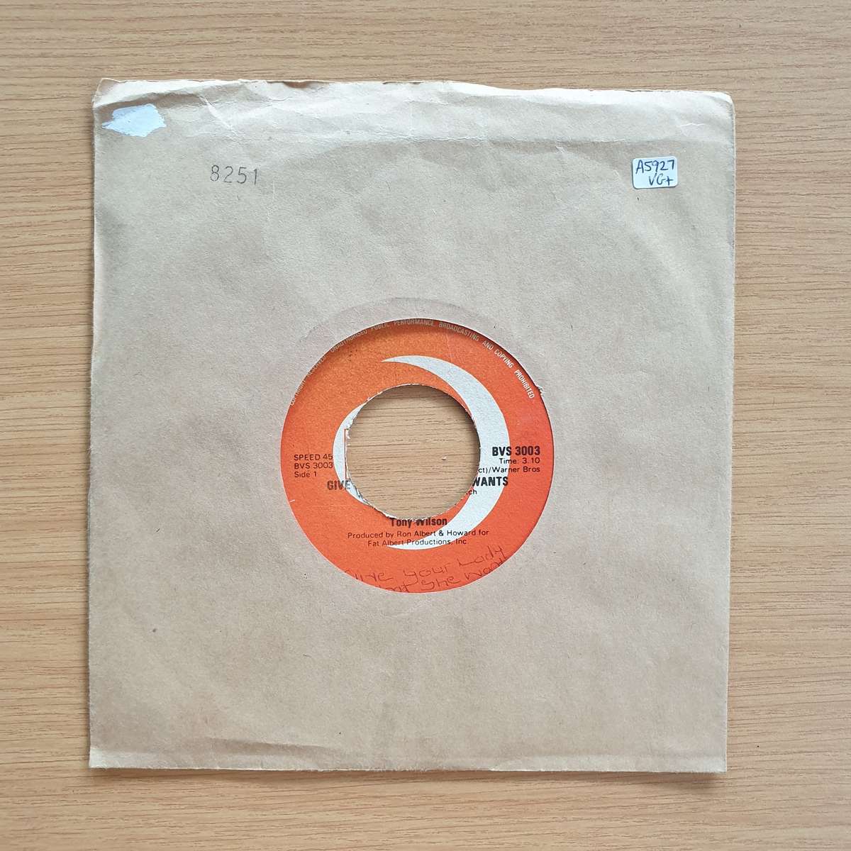 Tony Wilson   Give Your Lady What She Wants | Vinyl 7" Single | (VG+)