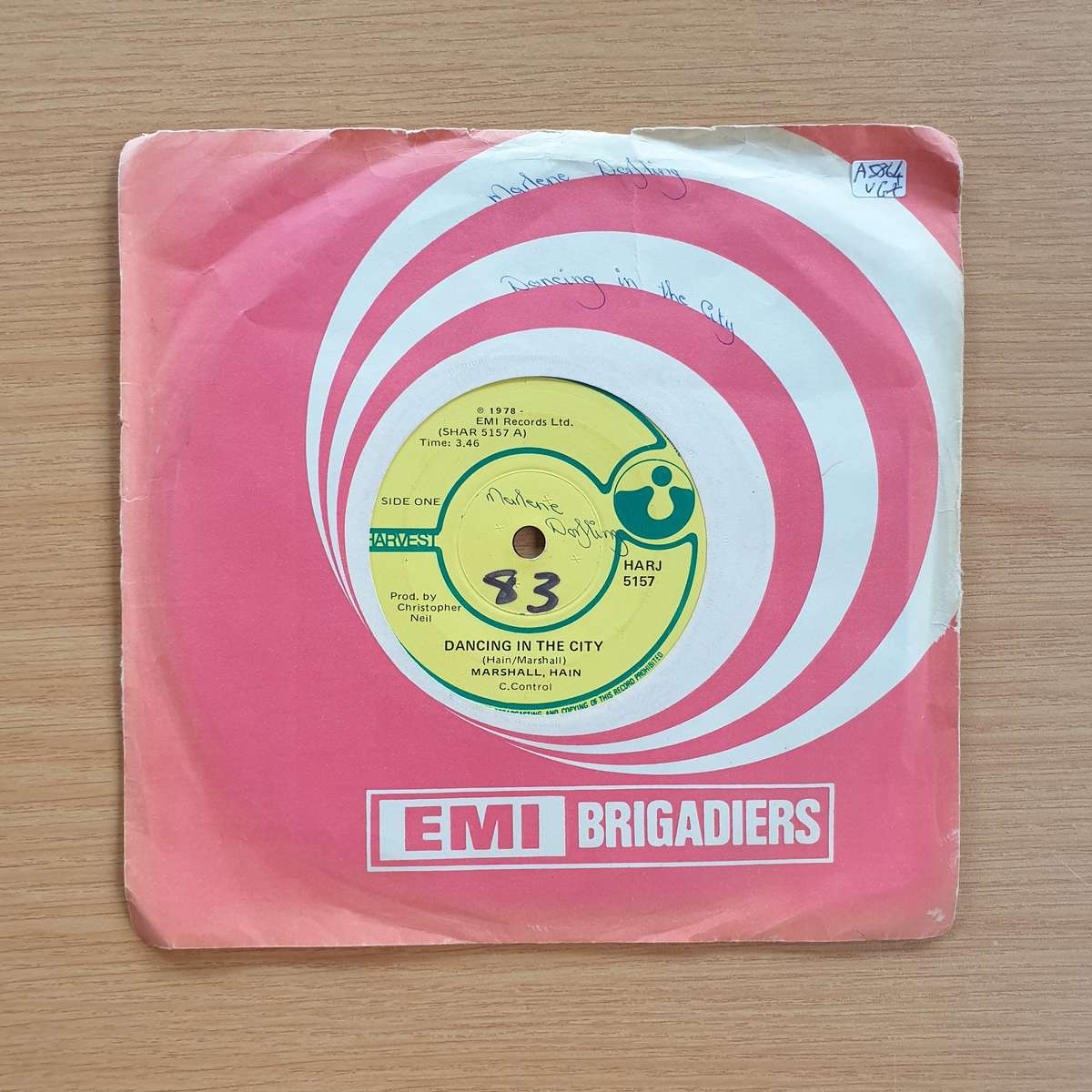 Marshall Hain  Dancing In The City  | Vinyl 7" Single | (VG+)