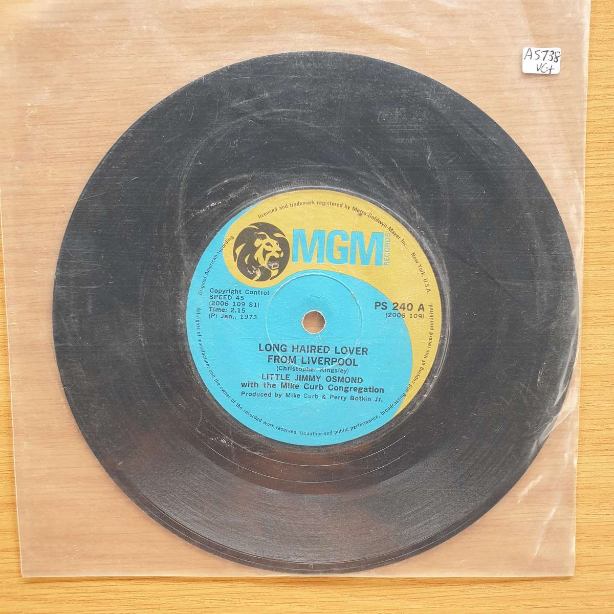 Little Jimmy Osmond  Long Haired Lover From Liverpool  | Vinyl 7" Single | (VG+)