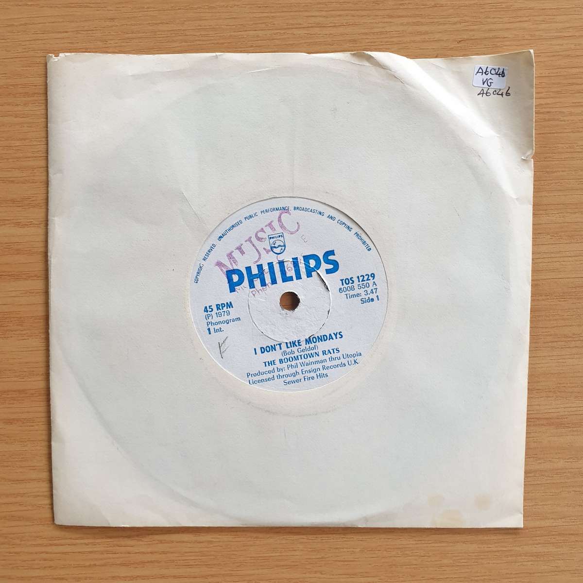 The Boomtown Rats  I Don't Like Mondays | Vinyl 7" Single | (VG)