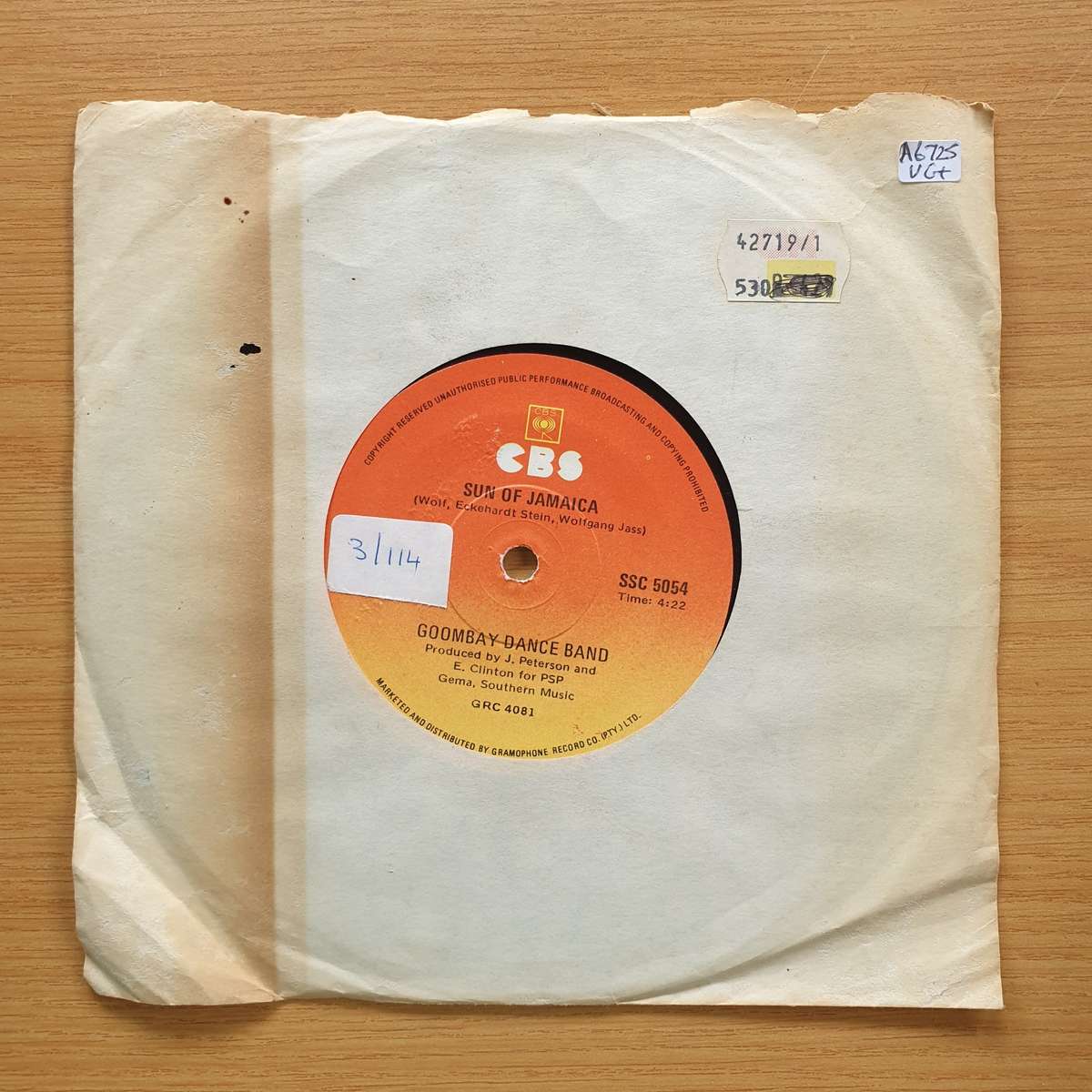Goombay Dance Band  Sun Of Jamaica | Vinyl 7" Single | (VG+)