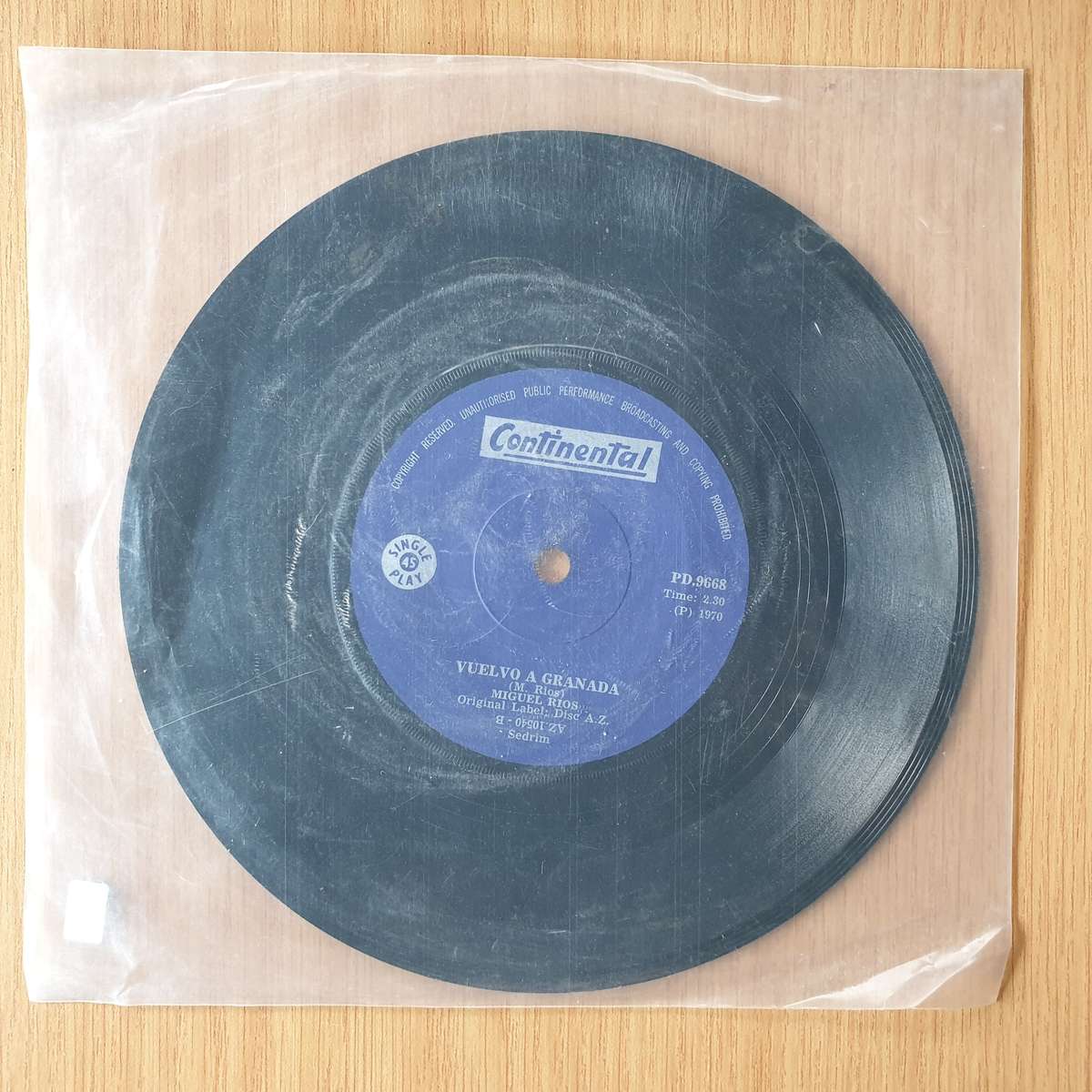 Miguel Ríos  A Song Of Joy | Vinyl 7" Single | (VG+)