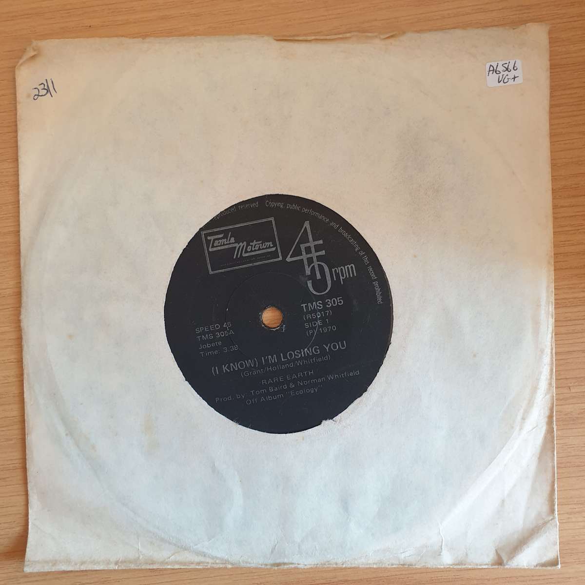 Rare Earth  (I Know) I'm Losing You / Born To Wander | Vinyl 7" Single | (VG+)