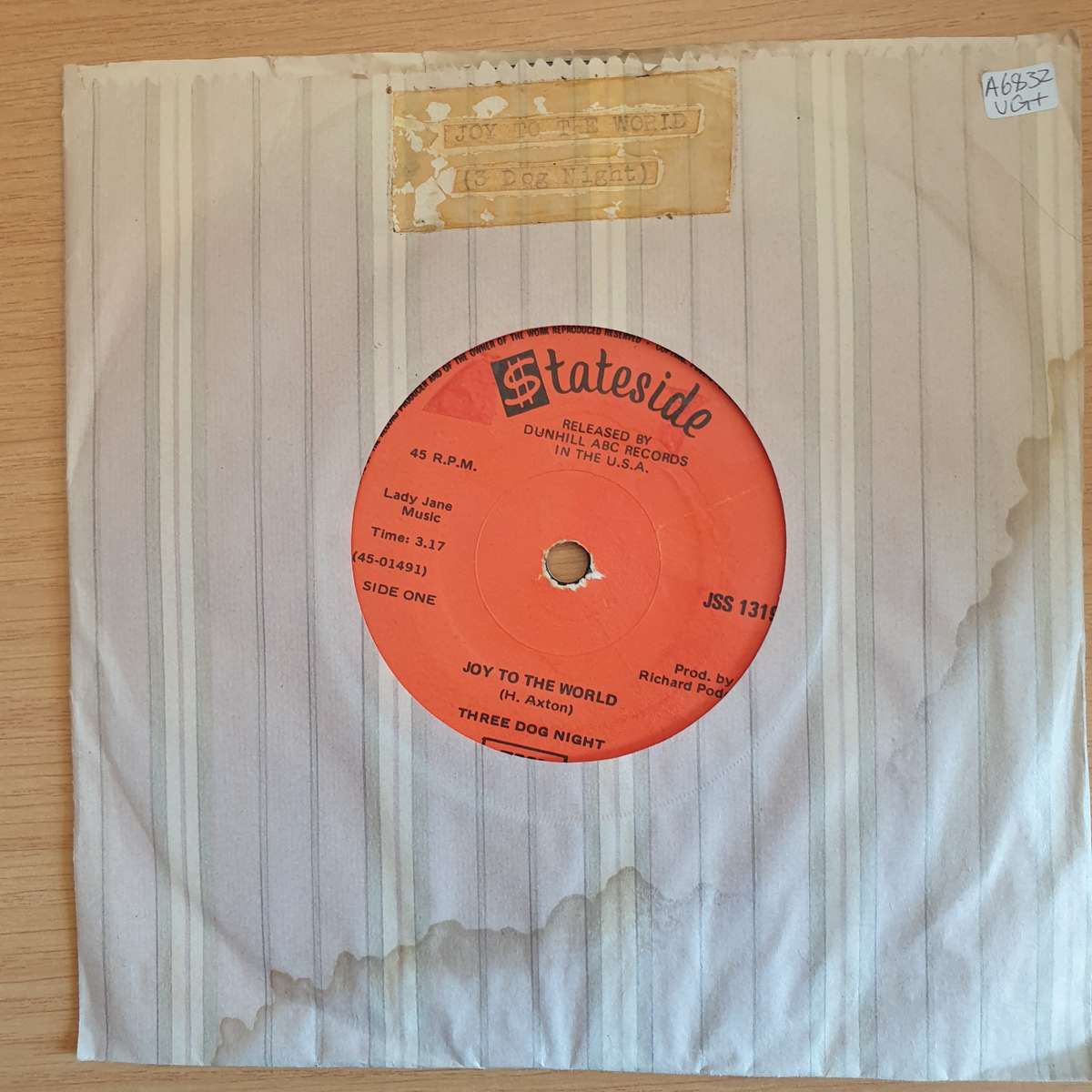 Three Dog Night  Joy To The World / I Can Hear You Calling  | Vinyl 7" Single | (VG+)
