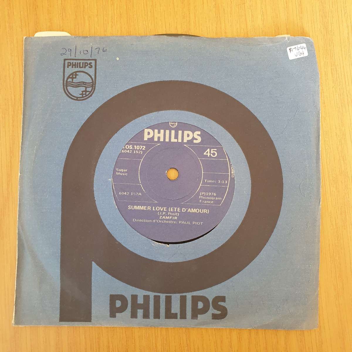 Zamfir  Summer Love (Ete D'Amour) / Serenissime   | Vinyl 7" Single | (VG+)