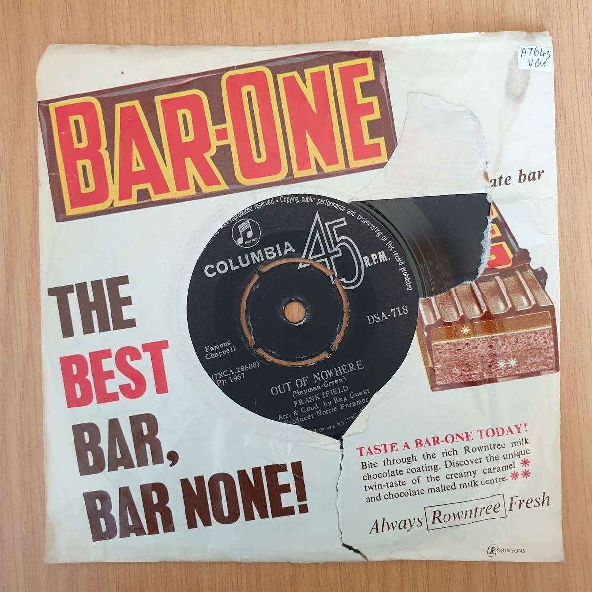 Frank Ifield  Out Of Nowhere   | Vinyl 7" Single | (VG+)