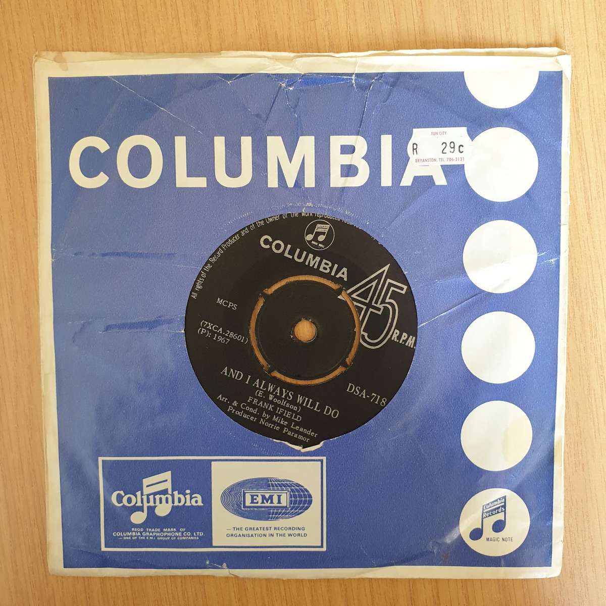 Frank Ifield  Out Of Nowhere   | Vinyl 7" Single | (VG+)