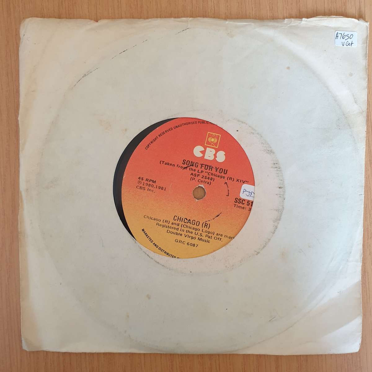 Chicago   Song For You / The American Dream | Vinyl 7" Single | (VG+)