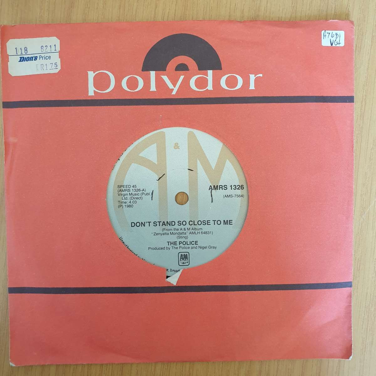 The Police  Don't Stand So Close To Me   | Vinyl 7" Single | (VG+)