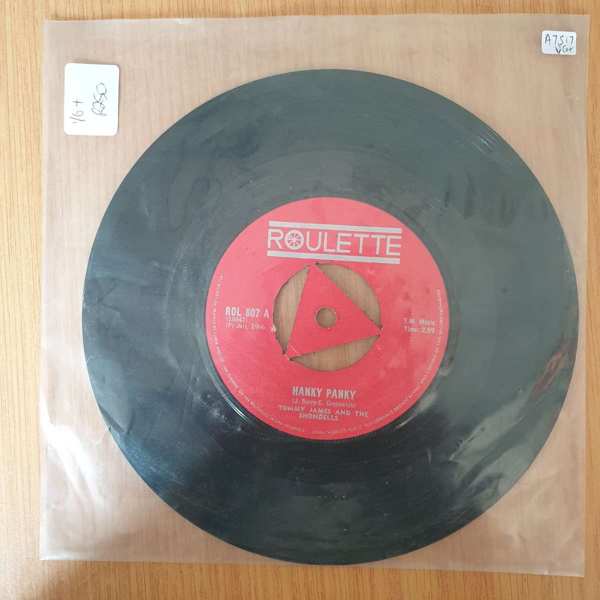Tommy James And The Shondells   Hanky Panky   | Vinyl 7" Single | (VG+)