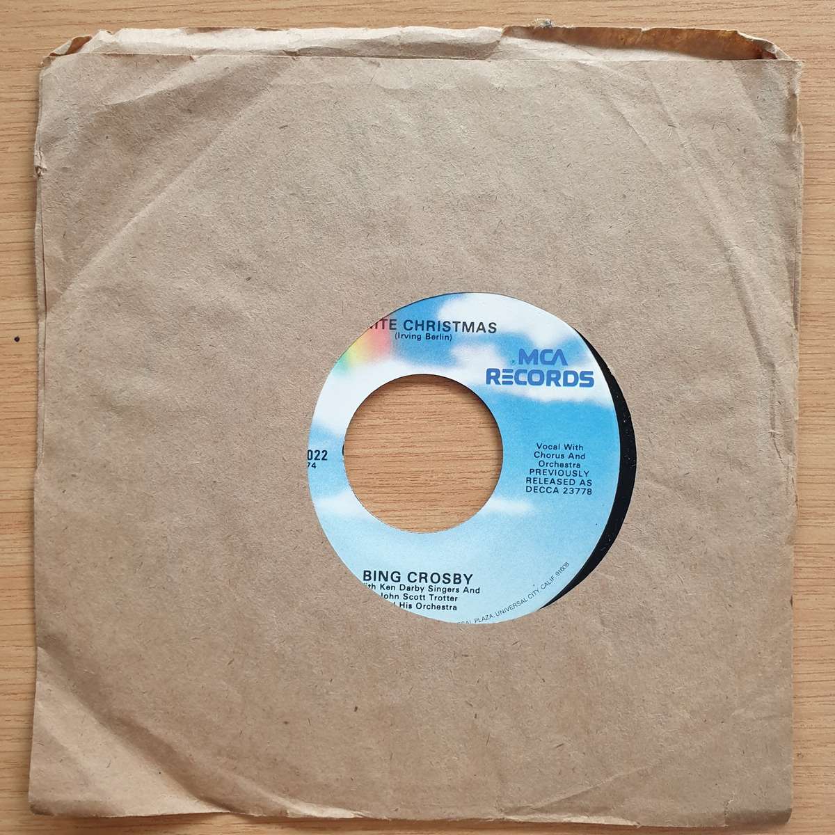 Bing Crosby  White Christmas / God Rest Ye Merry Gentlemen  | Vinyl 7" Single | (VG+)