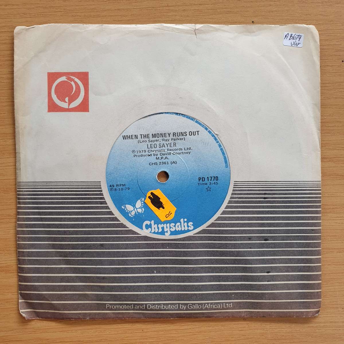 Leo Sayer  When The Money Runs Out | Vinyl 7" Single | (VG+)