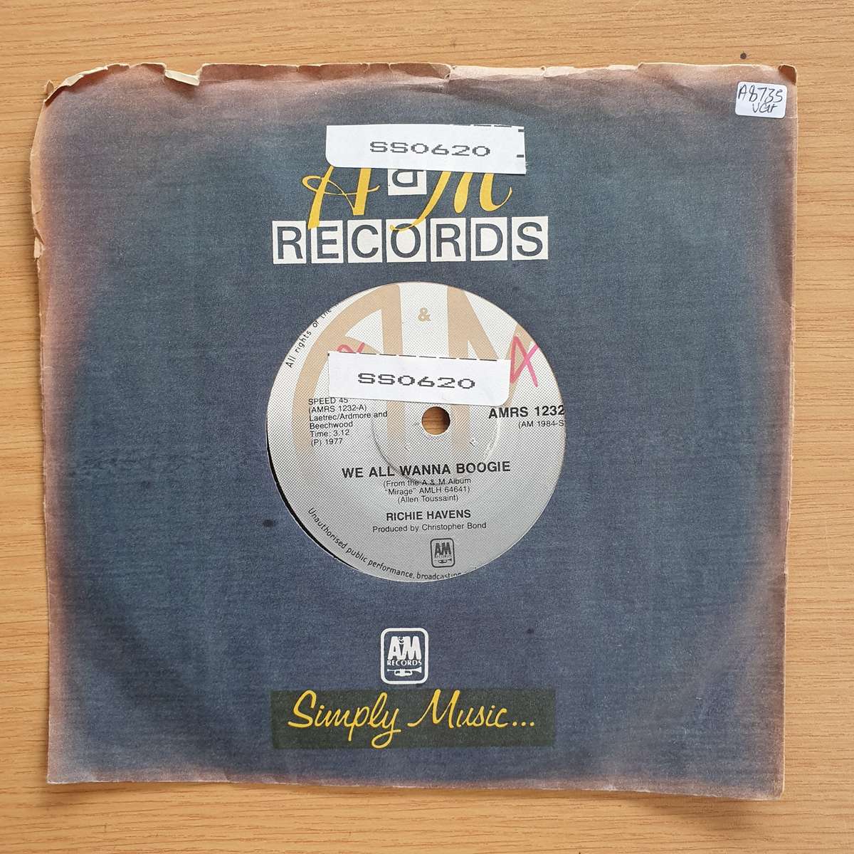 Richie Havens - We All Wanna Boogie / Nobody Left To Crown   | Vinyl 7" Single | (VG+)