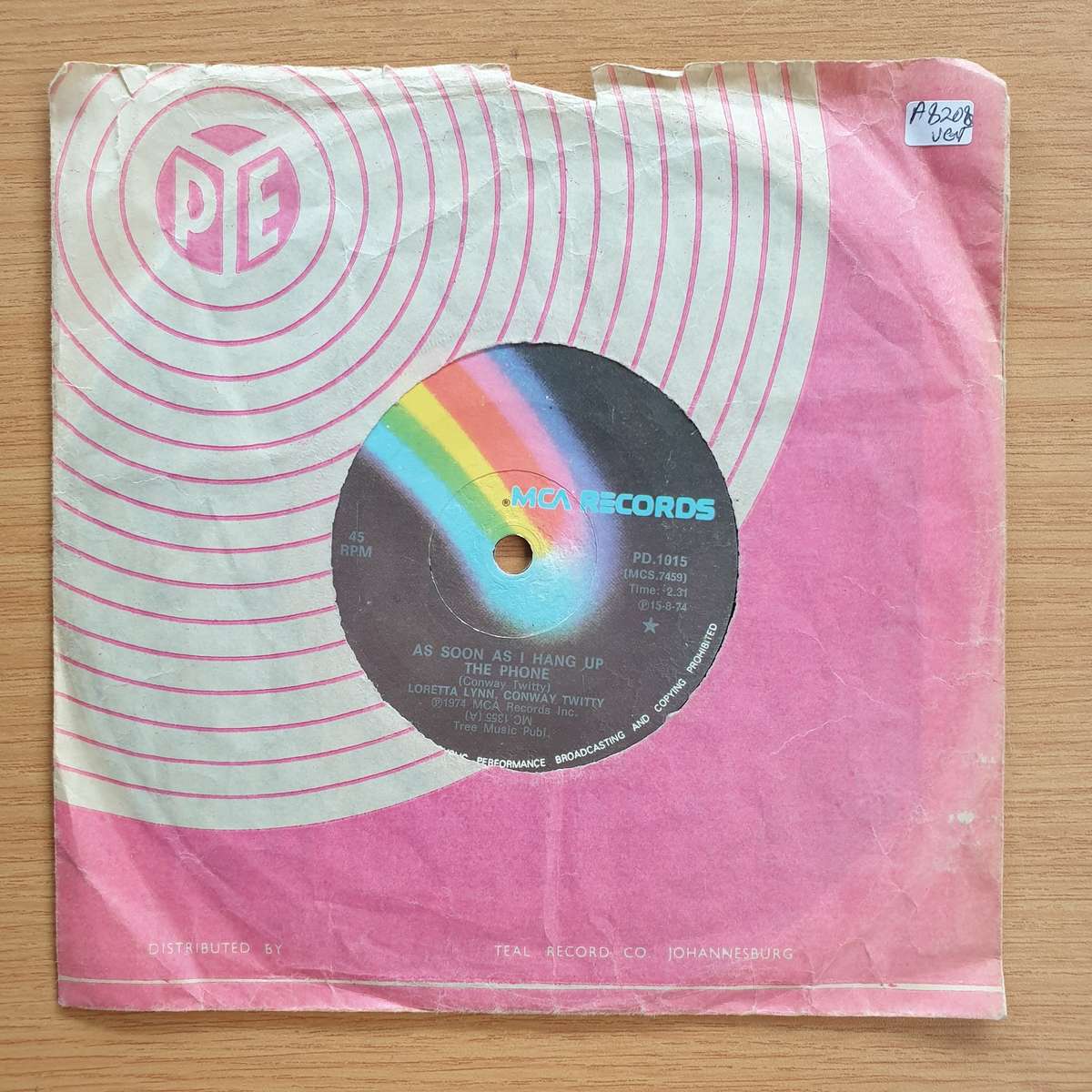 Loretta Lynn / Conway Twitty   As Soon As I Hang Up The Phone  | Vinyl 7" Single | (VG+)