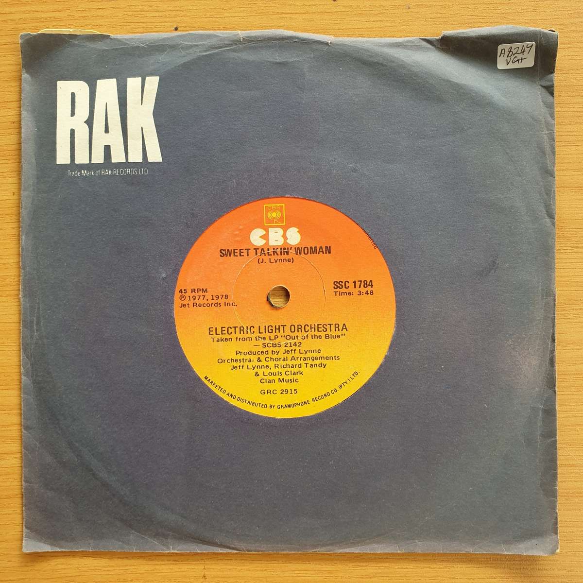 Electric Light Orchestra  Sweet Talkin' Woman    | Vinyl 7" Single | (VG+)