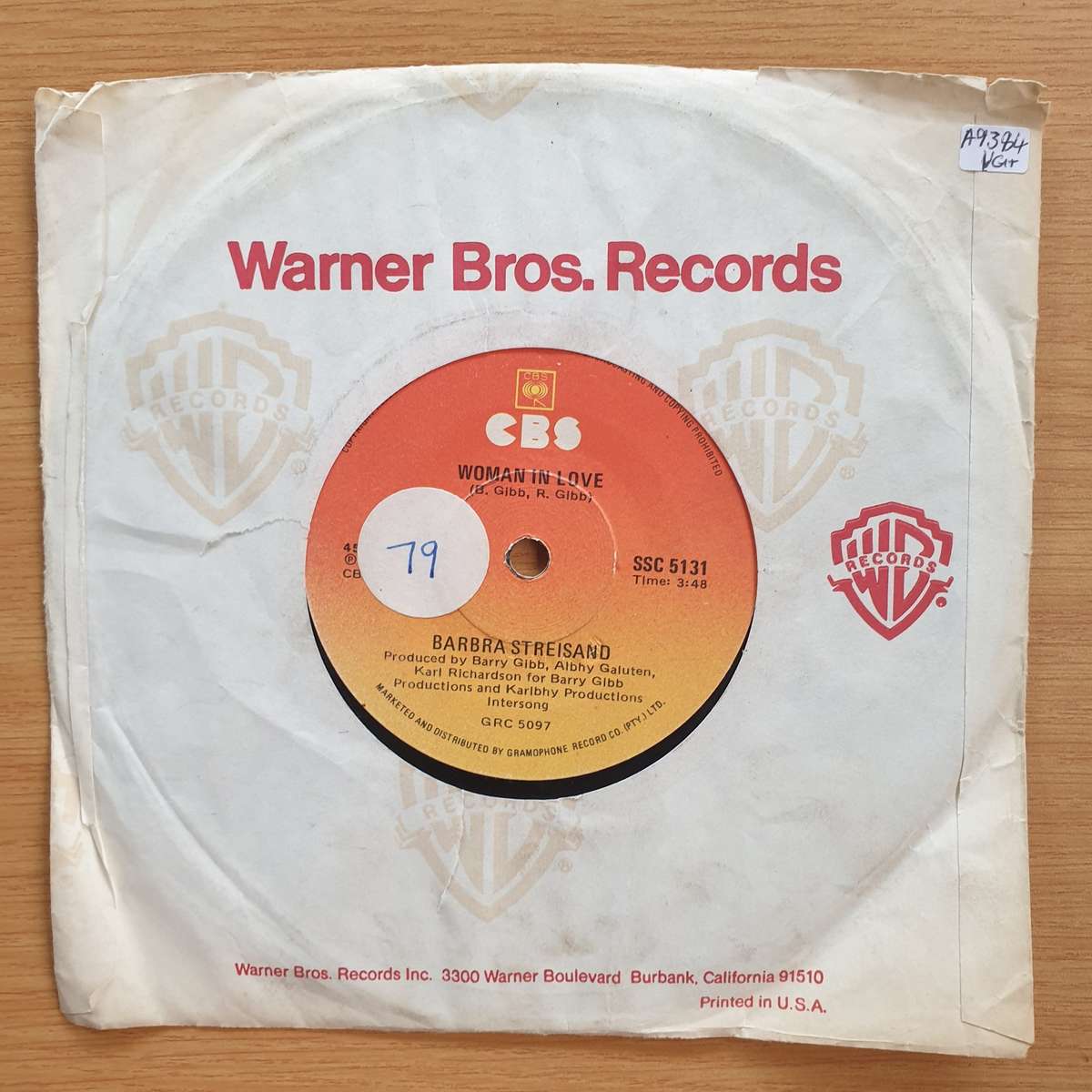 Barbra Streisand  Woman In Love  | Vinyl 7" Single | (VG+)