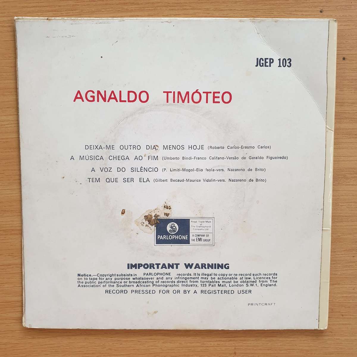 Agnaldo Timóteo  Deixa-me Outro Dia Menos Hoje  | Vinyl 7" Single | (VG+)