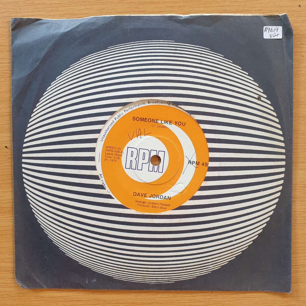 Dave Jordan - Blue Movie Queen /Someone Like You     | Vinyl 7" Single | (VG+)