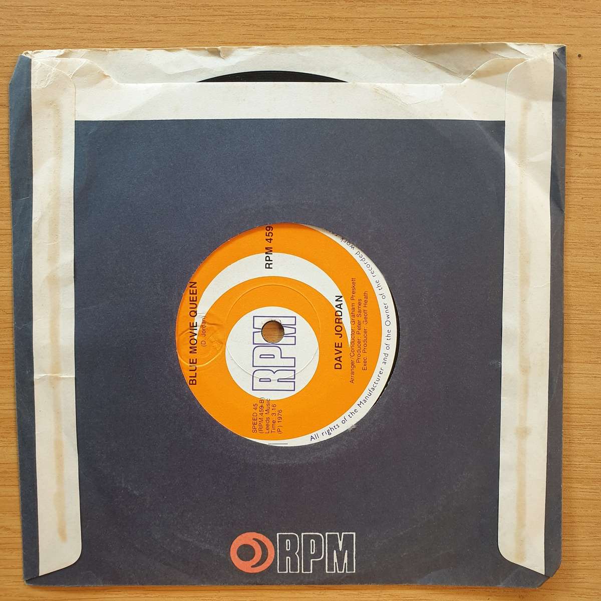Dave Jordan - Blue Movie Queen /Someone Like You     | Vinyl 7" Single | (VG+)