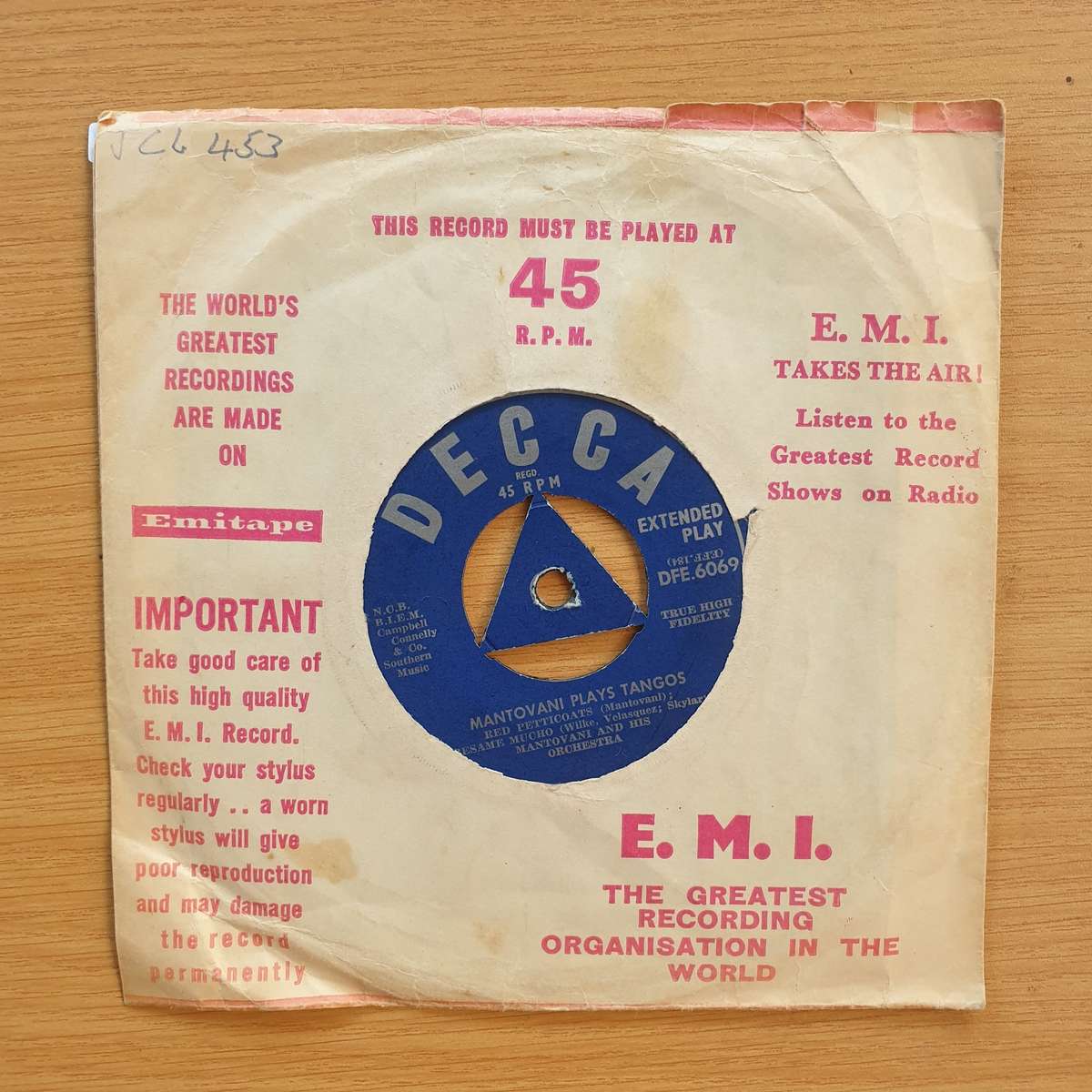 Mantovani And His Orchestra  Mantovani Plays Tangos  | Vinyl 7" Single | (VG+)