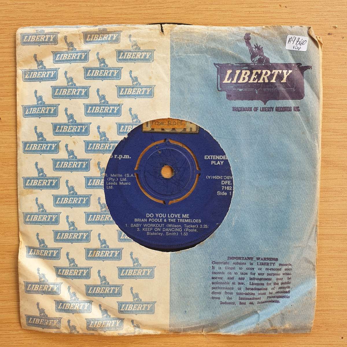 Brian Poole & The Tremelose - Do You Love Me  | Vinyl 7" Single | (VG+)