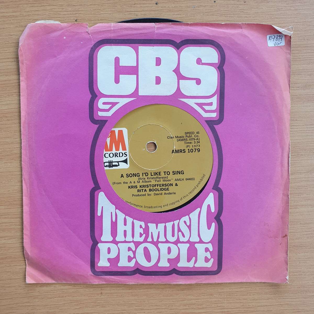 Kris Kristofferson & Rita Coolidge  A Song I'd Like To Sing | Vinyl 7" Single | (VG+)