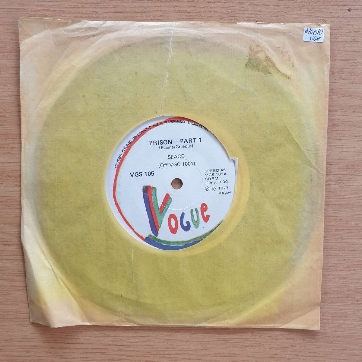 Space  Prison / Running In The City | Vinyl 7" Single | (VG+)