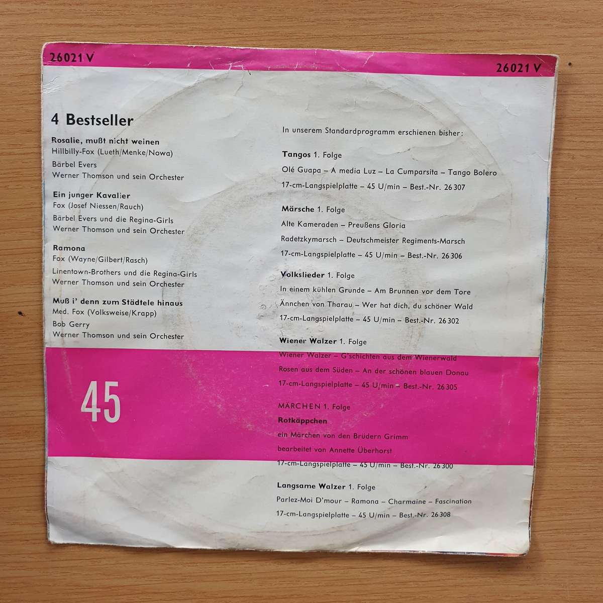 Various  Rosalie, Mußt Nicht Weinen / Ein Junger Kavalier / Ramona / Muß I' Denn Zum Städte...