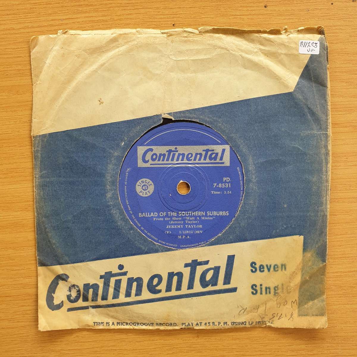 Jeremy Taylor  Ag Pleez Deddy / Jo'burg Talking Blues | Vinyl 7" Single | (VG+)