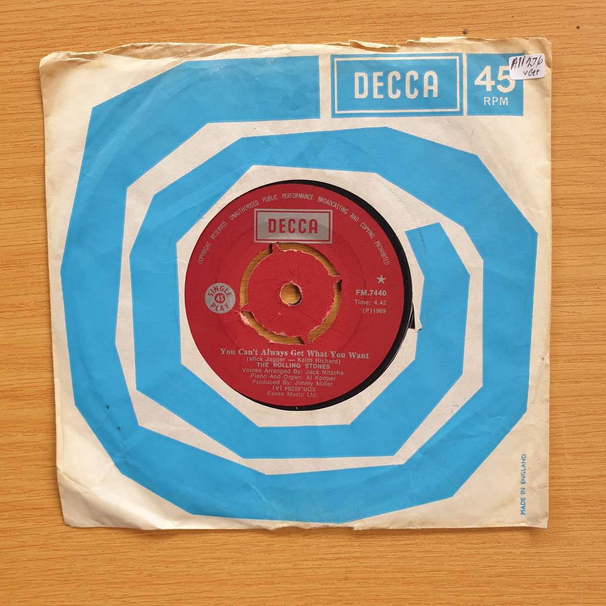 The Rolling Stones  You Can't Always Get What You Want | Vinyl 7" Single | (VG+)