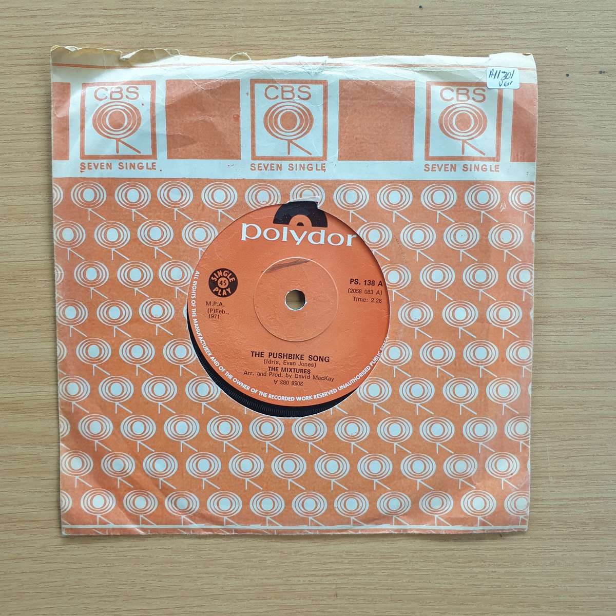 The Mixtures  The Pushbike Song | Vinyl 7" Single | (VG+)