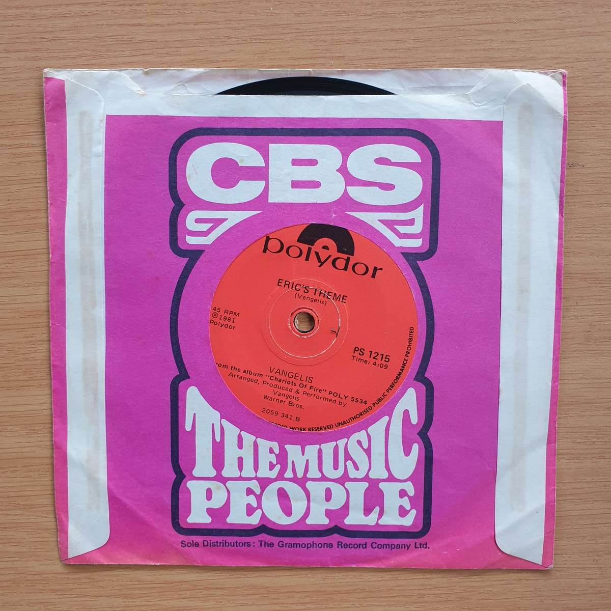 Vangelis  Chariots Of Fire (Titles) | Vinyl 7" Single | (VG+)