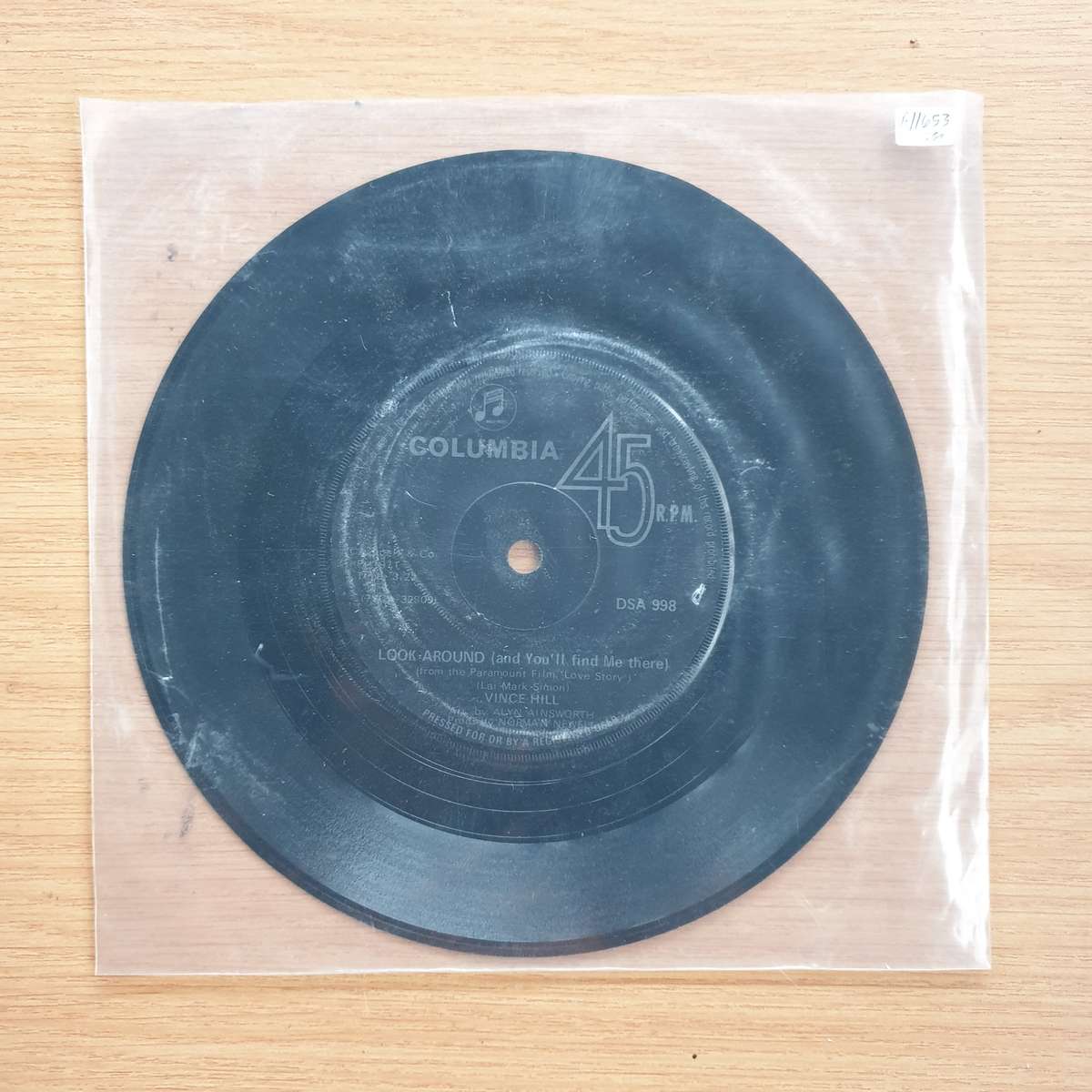 Vince Hill  In Every Corner Of My World | Vinyl 7" Single | (VG+)
