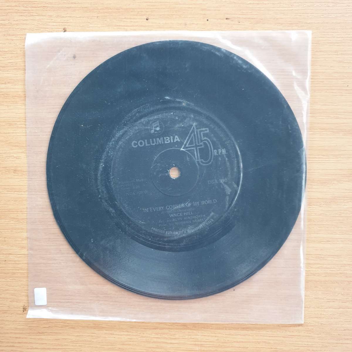 Vince Hill  In Every Corner Of My World | Vinyl 7" Single | (VG+)