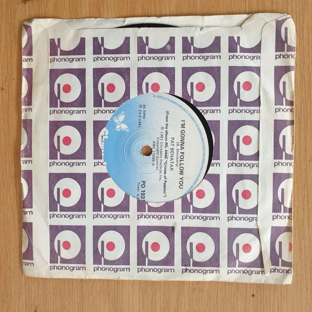 Pat Benatar  I'm Gonna Follow You | Vinyl 7" Single | (VG+)