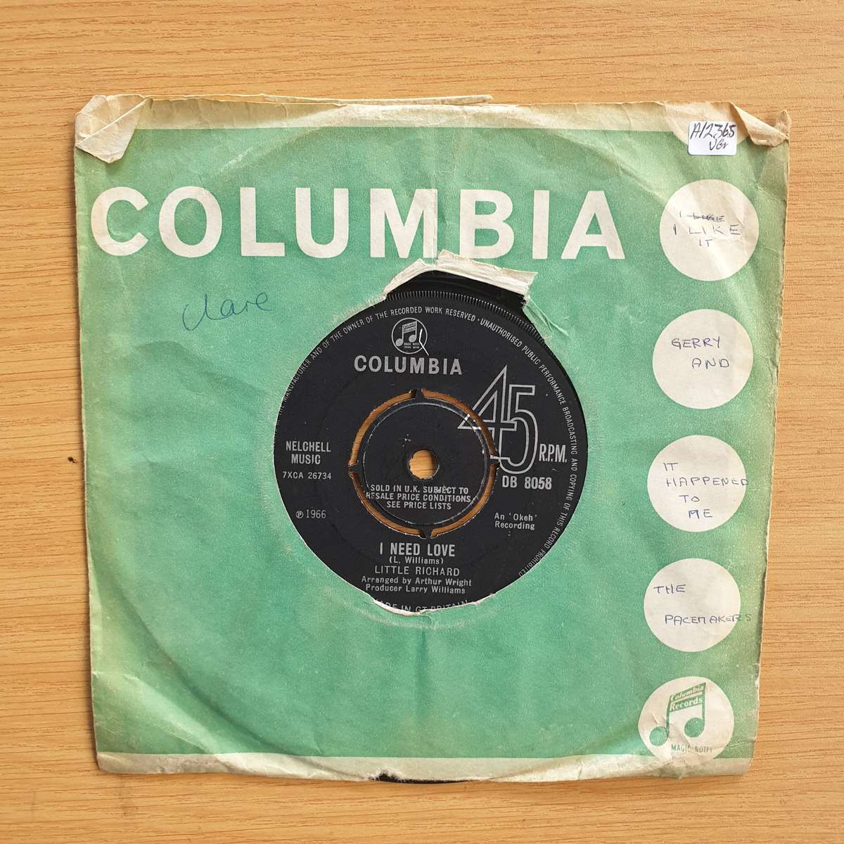 Little Richard  I Need Love / The Commandments Of Love | Vinyl 7" Single | (VG+)