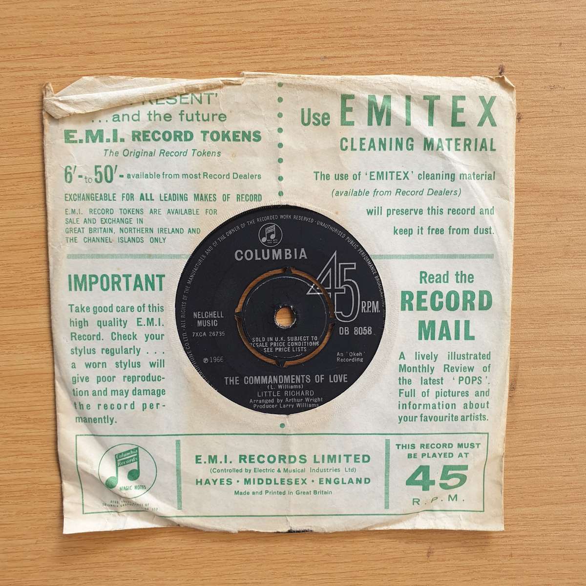 Little Richard  I Need Love / The Commandments Of Love | Vinyl 7" Single | (VG+)