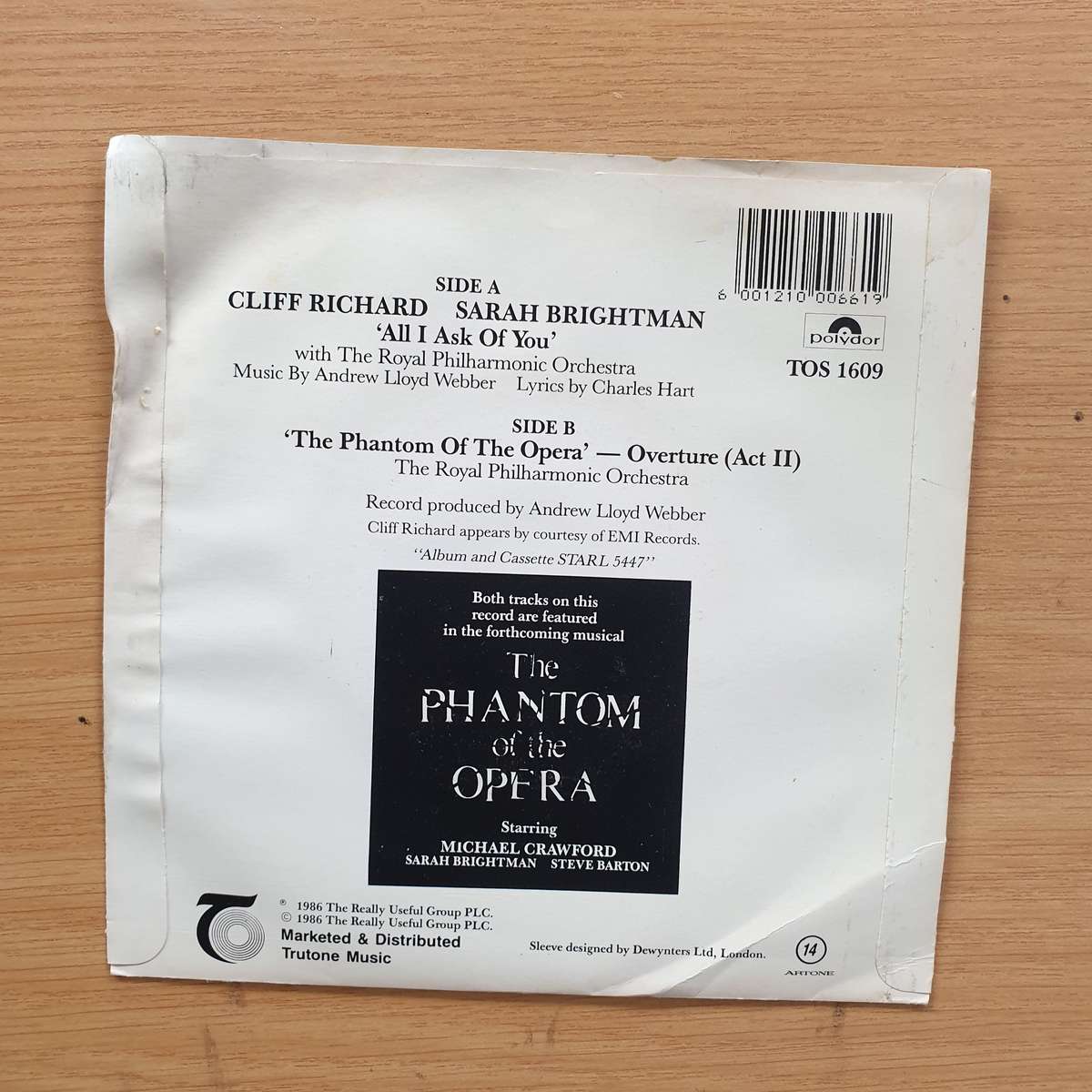 Cliff Richard, Sarah Brightman  All I Ask Of You | Vinyl 7" Single | (VG+)