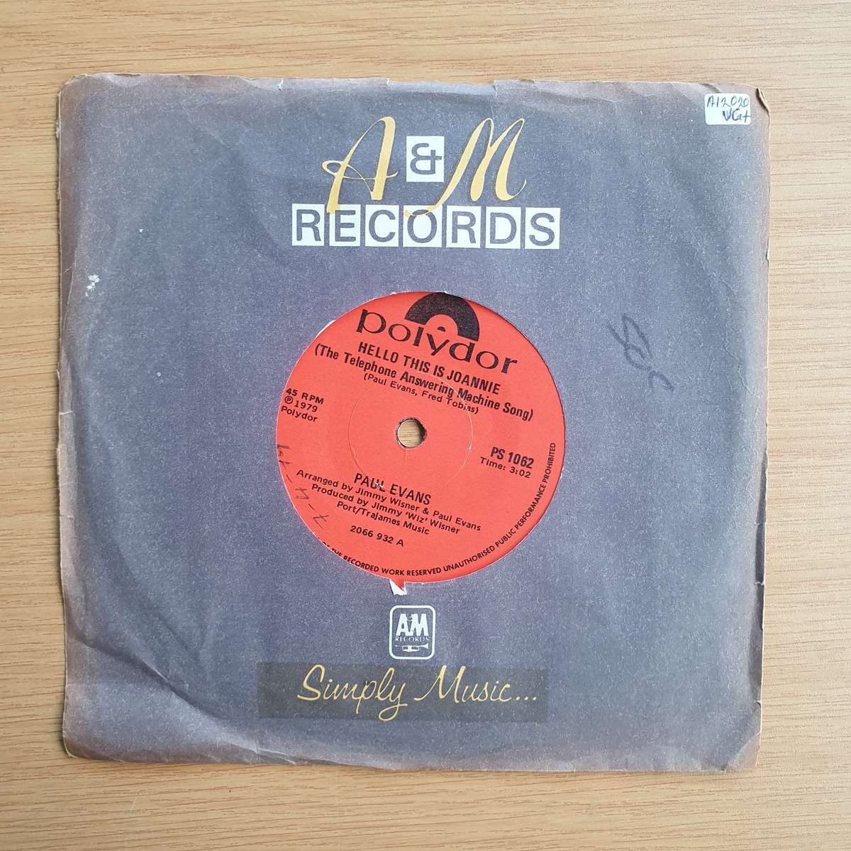 Paul Evans  Hello, This Is Joannie (The Telephone Answering Machine Song)   | Vinyl 7" Single ...