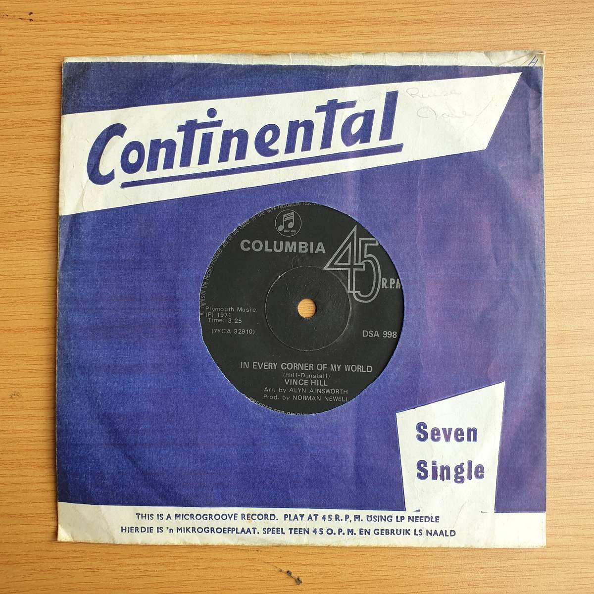 Vince Hill  Look Around (And You'll Find Me There) | Vinyl 7" Single | (VG+)