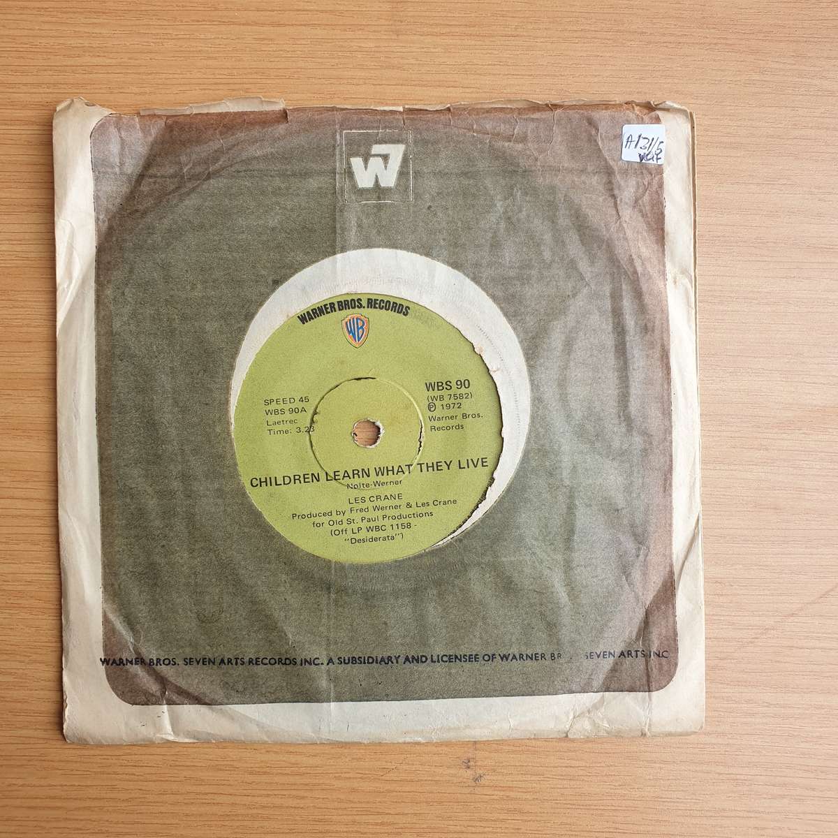 Les Crane  Children Learn What They Live | Vinyl 7" Single | (VG+)