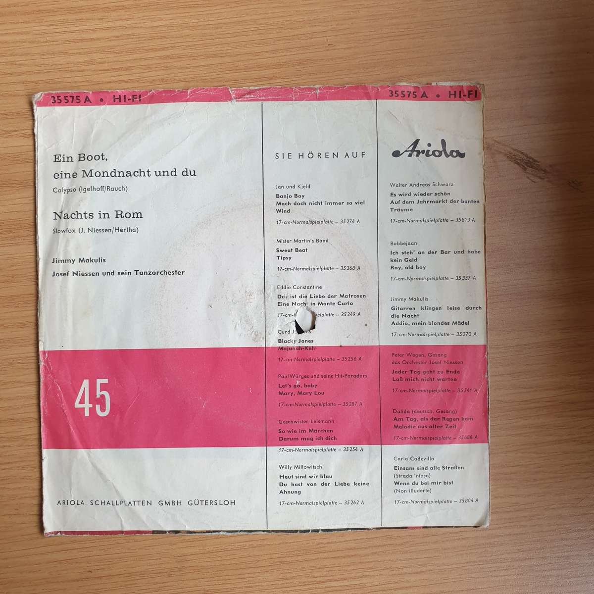 Jimmy Makulis  Ein Boot, Eine Mondnacht Und Du / Nachts In Rom | Vinyl 7" Single | (VG+)
