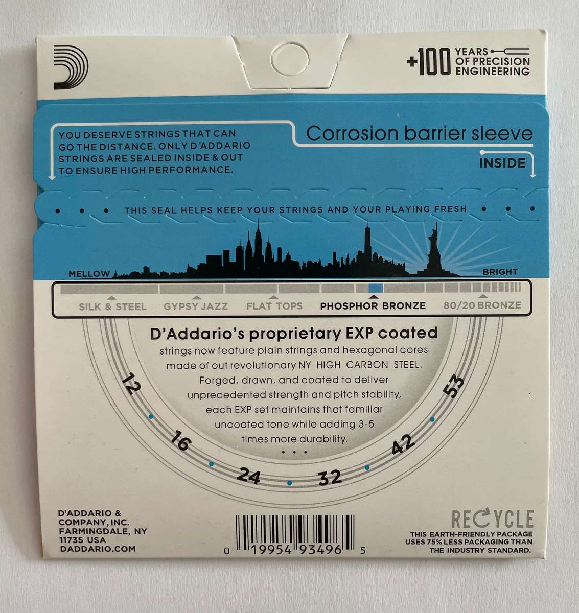 D'Addario - EXP16 - Light Gauge (0.012-0.053) - Acoustic Guitar Strings (In Stock)
